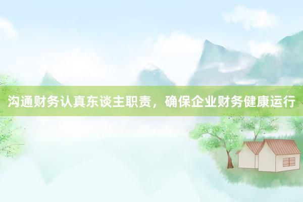 沟通财务认真东谈主职责，确保企业财务健康运行
