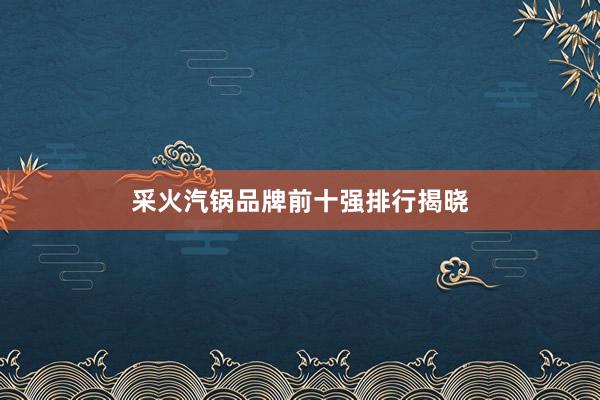 采火汽锅品牌前十强排行揭晓